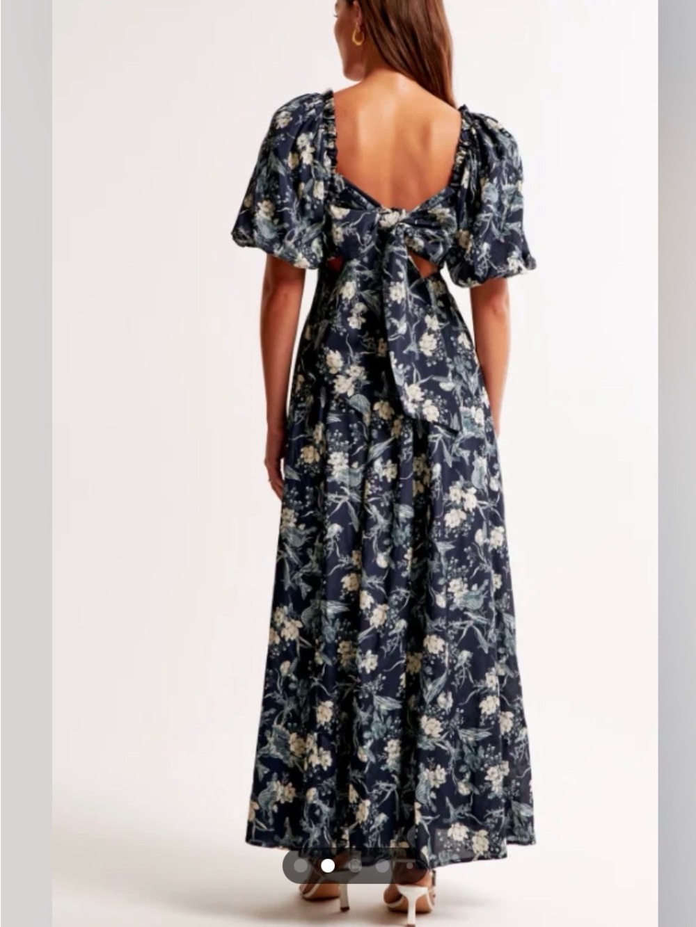 Abercrombie Hardware Drama Puff Sleeve Maxi Dress Navy Floral Dress XS Tall - Picture 2 of 7